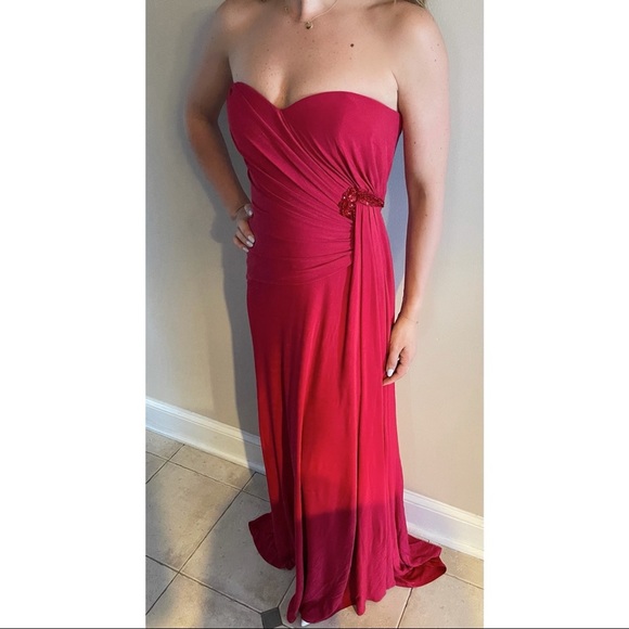 Jovani Strapless Gown Red - Picture 4 of 7